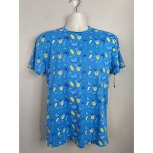 Valero Men Blue Yellow Summer Fun Pattern Shortsleeve Tshirt Size M